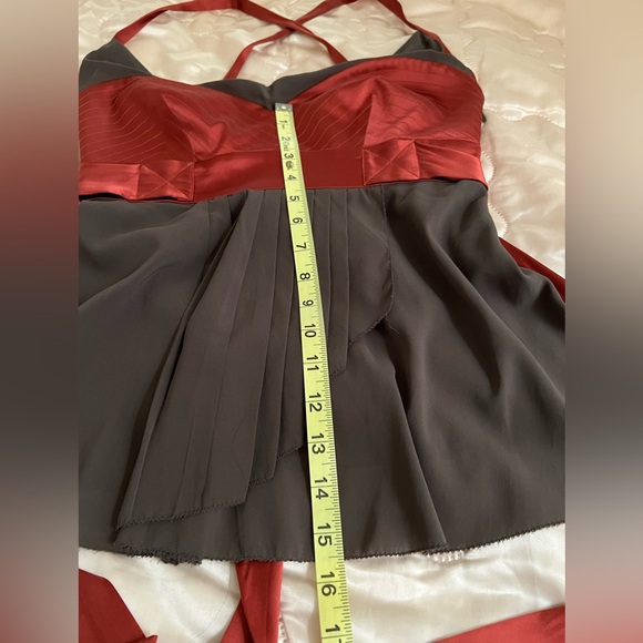 Rare Nicole Miller Collection Bustier Silk Top in Sienna and Taupe - Picture 6 of 14